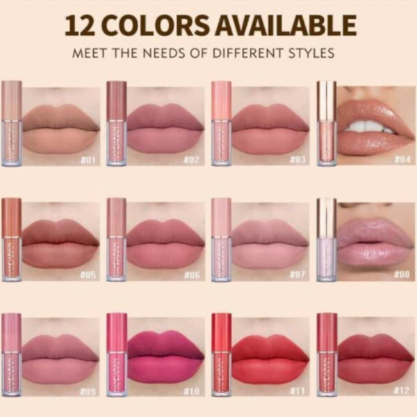 DI'LANCI OG Liquid matte Lipstick 12Pcs Set-Waterproof Long Lasting-Shades